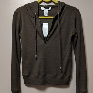 Hooded pullover waffle knit